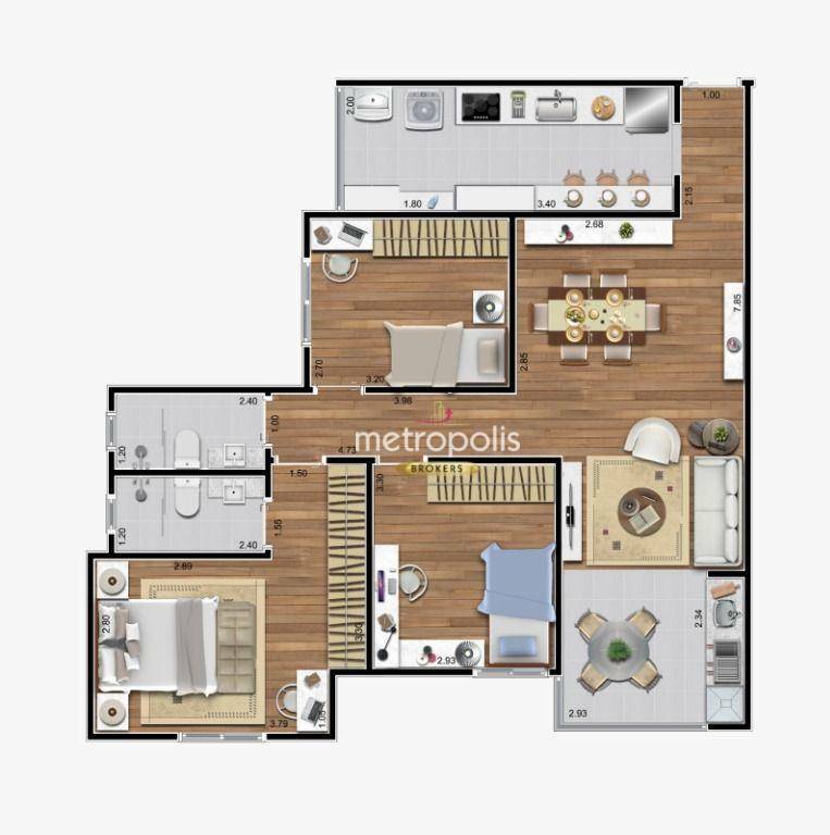 Apartamento com 3 dormitórios à venda, 91 m² por R$ 930.000,00 - Santo Antônio - São Caetano do Sul/SP