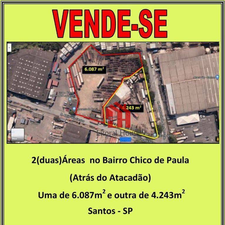 Área à venda, 4000 m² - Chico de Paula - Santos/SP