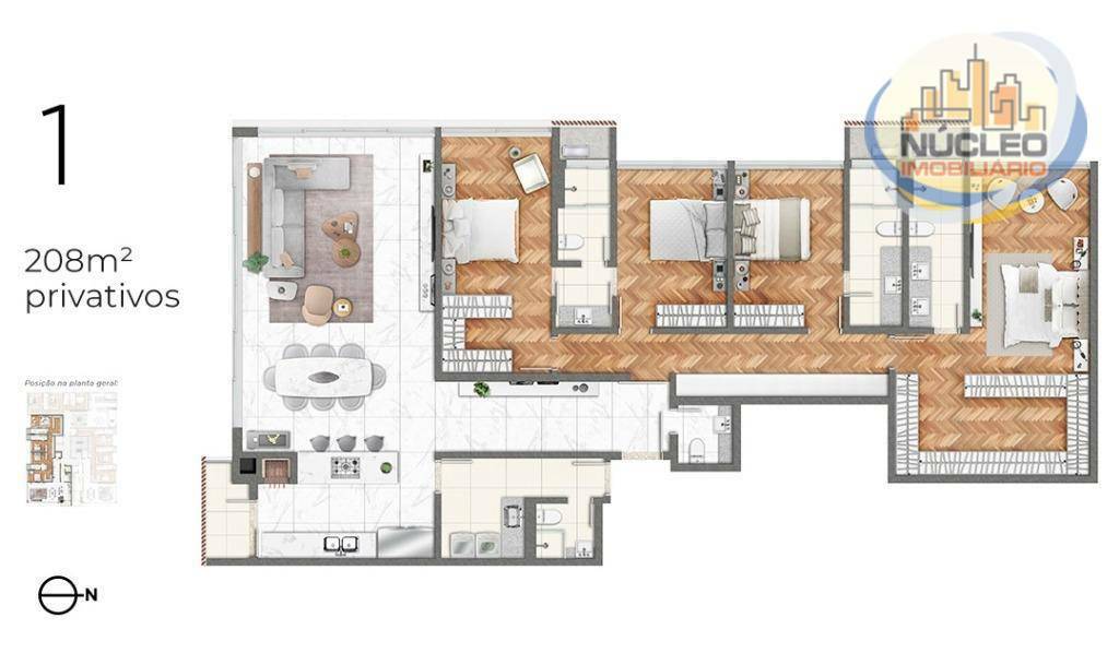 Apartamento com 4 Dormitórios à venda, 189 m² por R$ 2.410.710,74