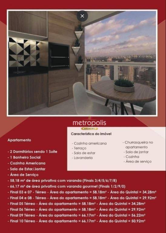 Apartamento com 2 dormitórios à venda, 58 m² por R$ 425.000,00 - Osvaldo Cruz - São Caetano do Sul/SP