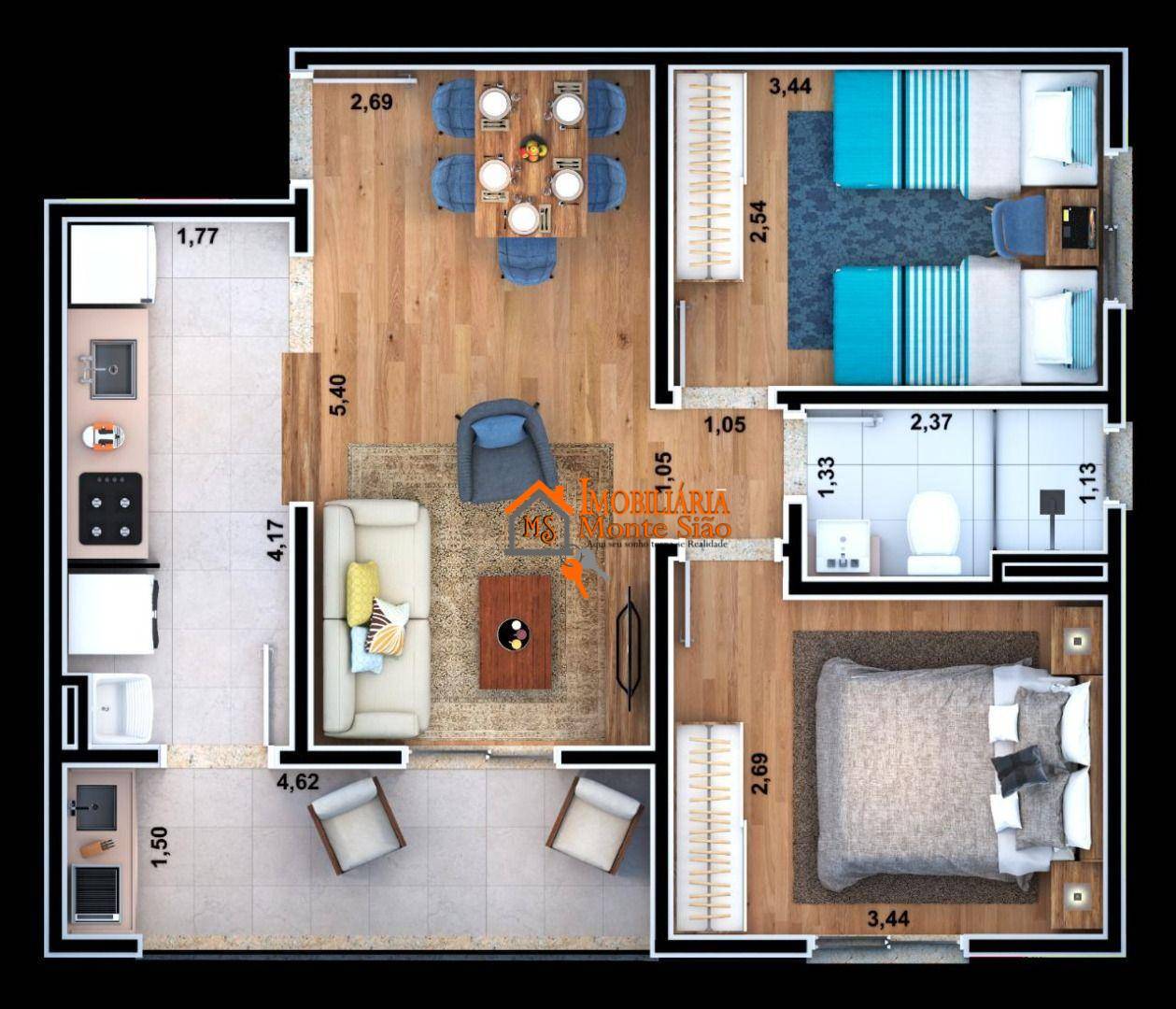 Apartamento com 2 dormitórios à venda, 47 m² por R$ 360.000,00 - Vila Nova Bonsucesso - Guarulhos/SP