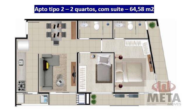 Apartamento com 2 Dormitórios à venda, 69 m² por R$ 389.219,18