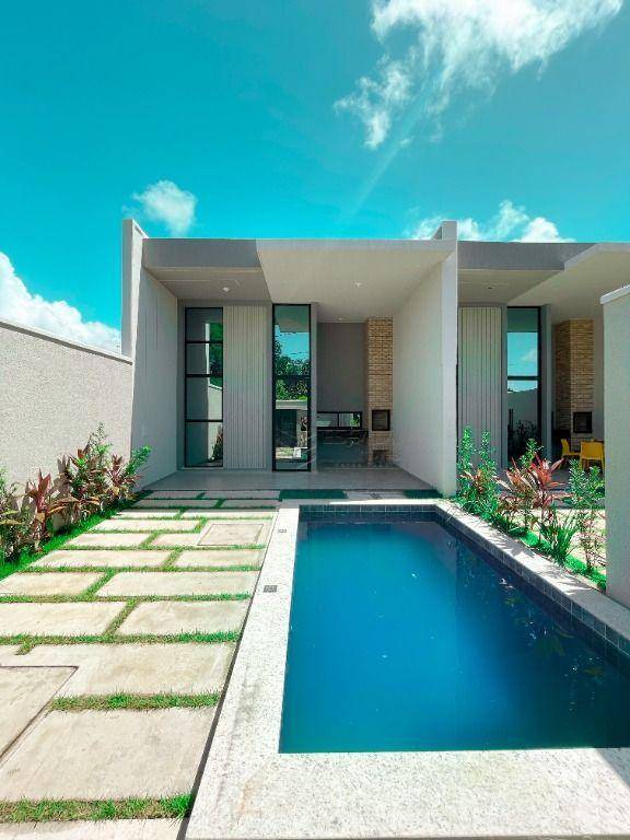 Casa plana com 3 quartos à venda, 106 m², 3 vagas, nova, financiada - Precabura - Eusébio/CE